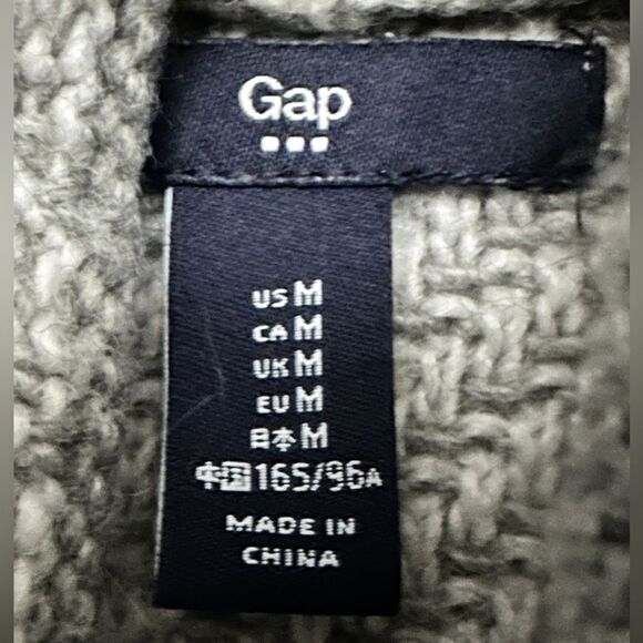 Gap open sweater vest shawl oversized knit wool blend gray white Size Medium - Picture 4 of 6